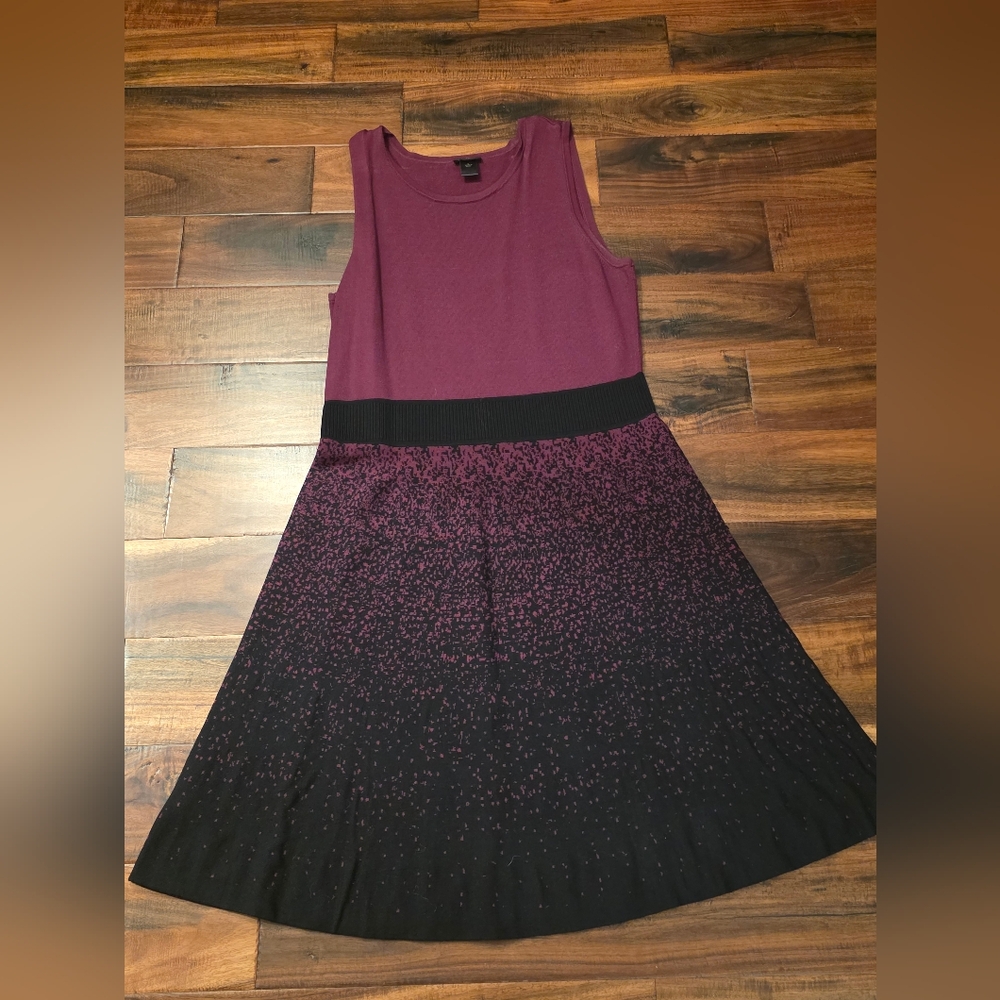 Ann Taylor Black and Purple Midi Dress